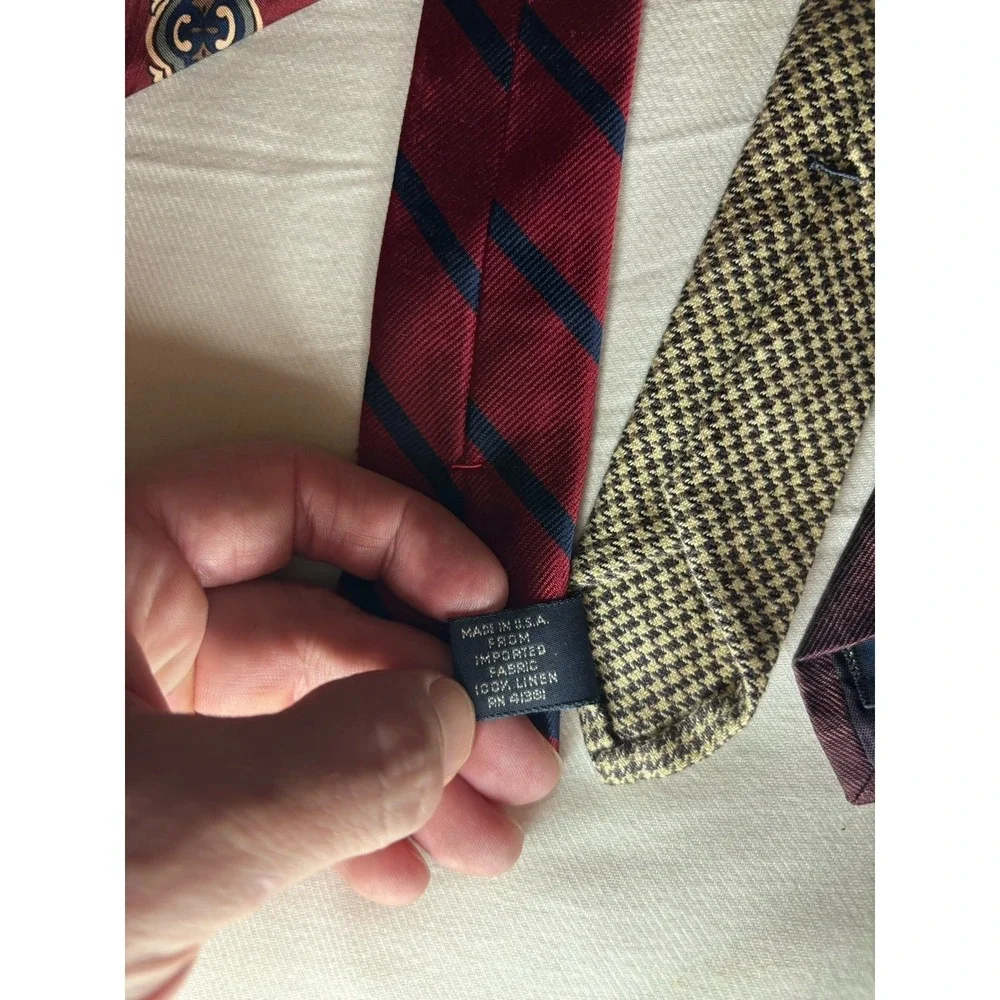 Polo by Ralph Lauren Lot of 6 Vintage Neck Ties Bundle Made in USA Silk & Linen